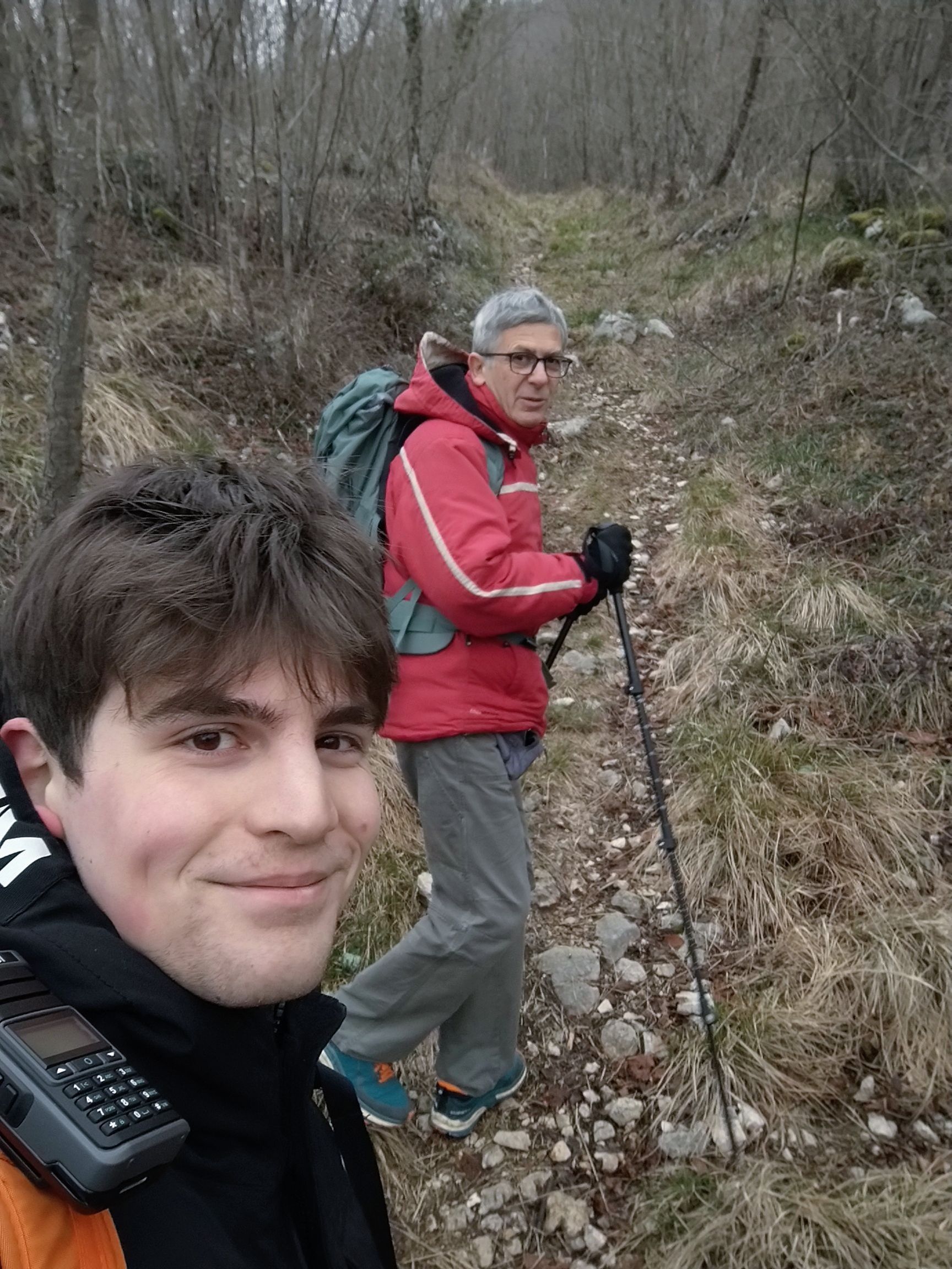 Selfie of Stefano on the trail up Monte Ucia, with a fellow hiker